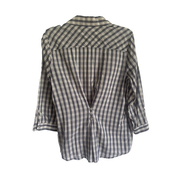 Lucky Brand Plaid Button-Up Shirt Womens Medium 3/4 Sleeve Lightweight Western - Picture 7 of 8